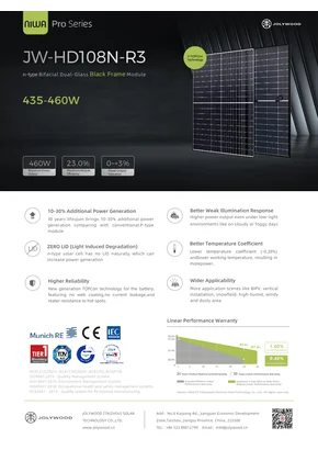 Fotovoltaïsche module Jolywood JW-HD108N-R3 450 450W Zwart