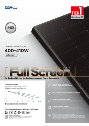 Fotovoltaisk  modul Dah Solar DHM-54X10-BF-FS(BB) 405 405W Svart