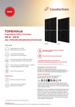 Fotovoltaiskais modulis Canadian Solar CS6.1-72TB-600 600W Sudrabs