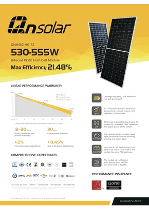 Fotovoltaiskais modulis Qn-solar QNM182-HG550-72 550W Sudrabs