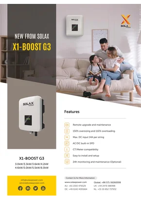 Inversor de rede Solax Power X1-3.6-T-D X1-boost 3600W