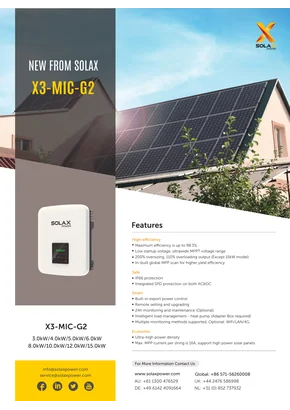 Inversor de rede Solax Power X3-MIC-15K-G2 15000W
