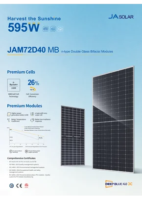 Moduł fotowoltaiczny Ja Solar JAM72D40 595/MB 595W Srebrny