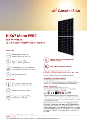 Module photovoltaïque Canadian Solar HiKu7 CS7L-600MS 600W