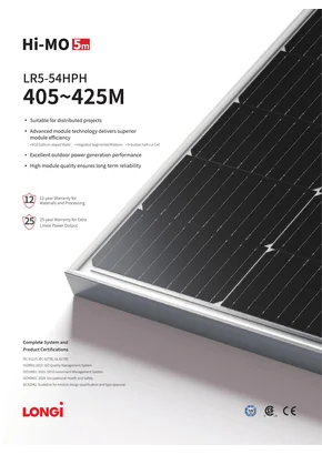 Module photovoltaïque Longi LR5-54HPH-425M 425W Noir