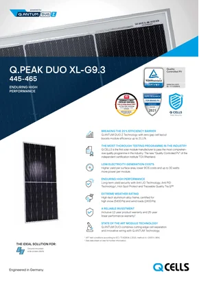 Module photovoltaïque Q Cells Q.PEAK DUO-G9.3 455 455W Argent