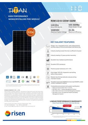Module photovoltaïque Risen Energy RSM110-8-540M 540W