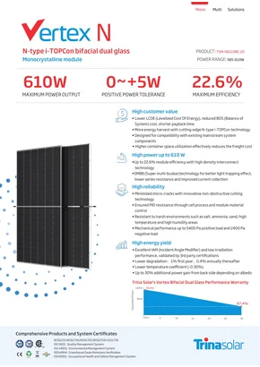 Module photovoltaïque Trina Vertex N (Dual Bifacial) TSM-NEG19RC.20 600W 600W