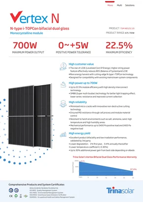 Module photovoltaïque Trina Vertex N (Dual Bifacial) TSM-NEG21C.20 690W 690W