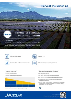 Modulo fotovoltaico Ja Solar JAM72S10-415/MR 415W Nero