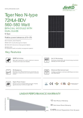 Módulo fotovoltaico JinkoSolar JKM560N-72HL4-BDV 560W Plata