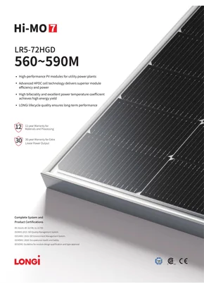 Modulo fotovoltaico Longi LR5-72HGD-575M 575W