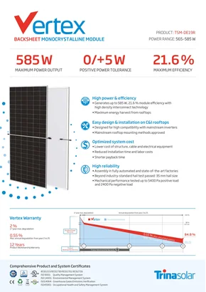 Módulo fotovoltaico Trina Vertex (Backsheet) TSM-DE19 570W 570W Preto