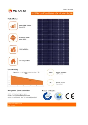 Módulo fotovoltaico TW Solar TWMPD-54HS 410 410W Negro