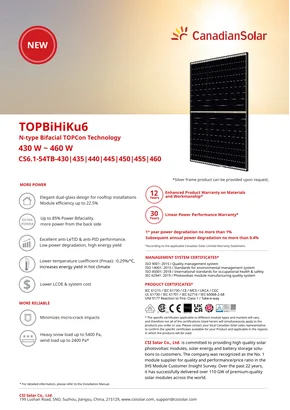 Päikesepaneelide moodul Canadian Solar CS6.1-54TB-455 455W Must