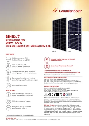 Photovoltaic module Canadian Solar BiHiKu7 CS7N-660MB-AG 660W