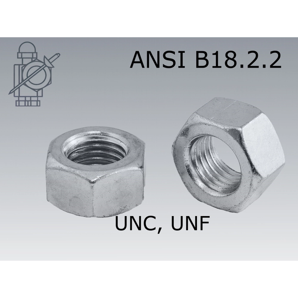 UNC Hex Nuts 1/4'' 5/16" 3/8" 7/16" 1/2" ANSI B18.2.2 Zinc Plated 