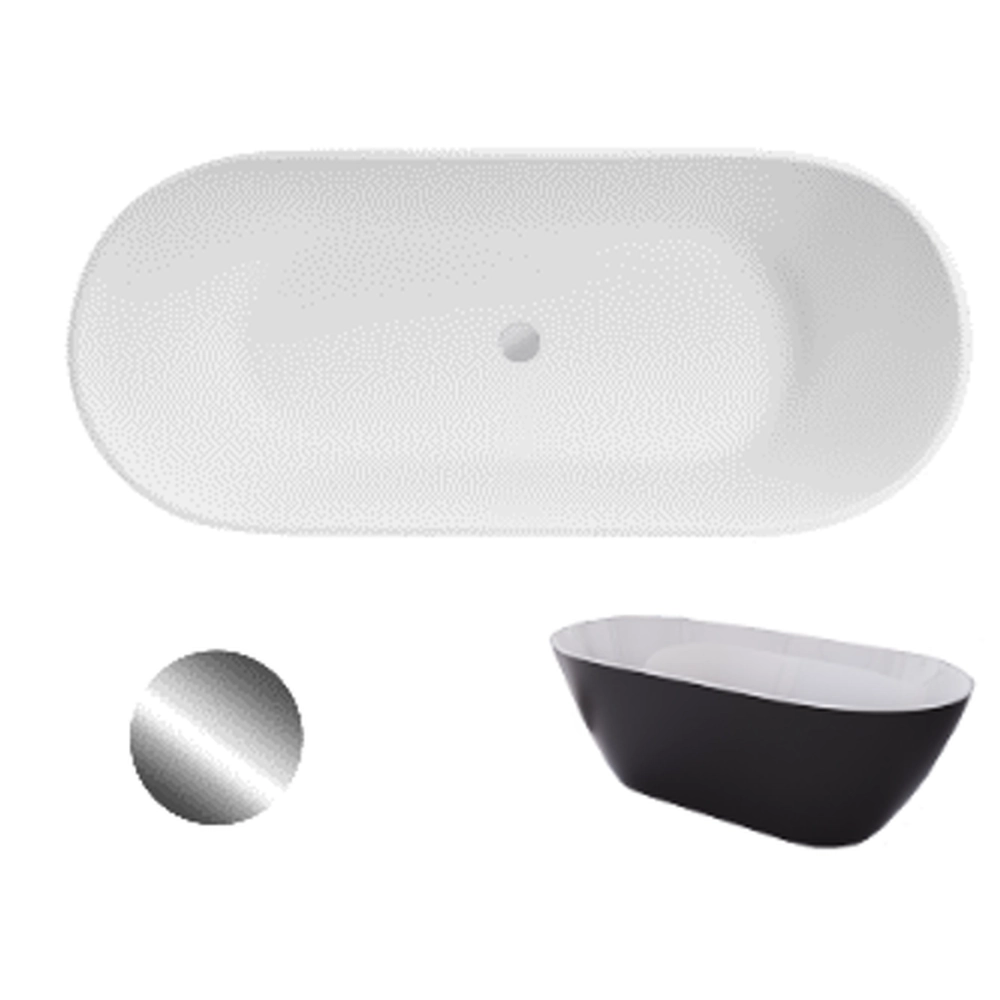 Besco Moya Matt Black&White Freestanding Bathtub 160 + click ...