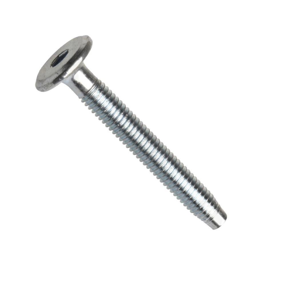 Furniture Screw Flat Head 17 Mm Allen Key Steel 4 6 White Zinc M6x70 Mm Merxu