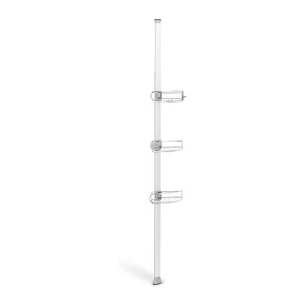 Simplehuman 8 Ft. Tension Pole Shower Caddy, Stainless Steel and