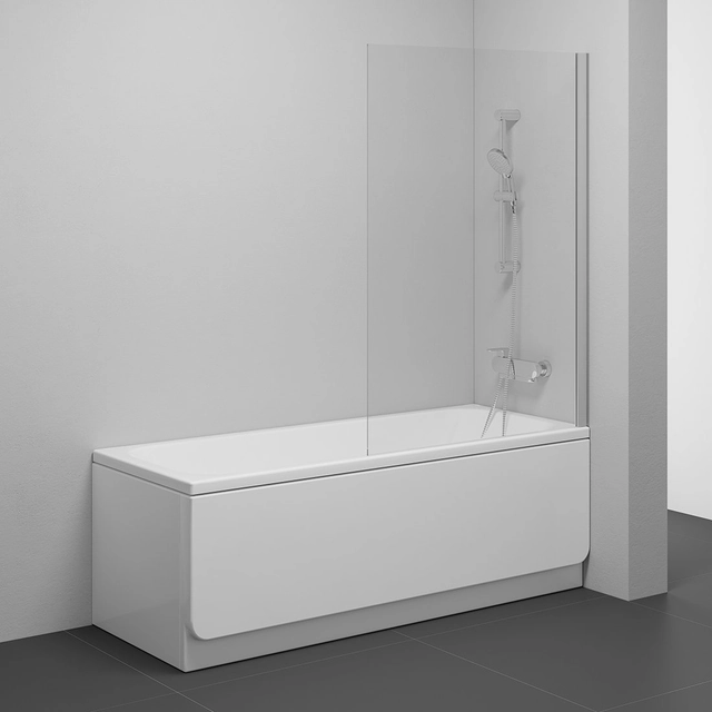 Stationary bathroom wall Ravak Pivot, PVS1 80 satin+transparent glass