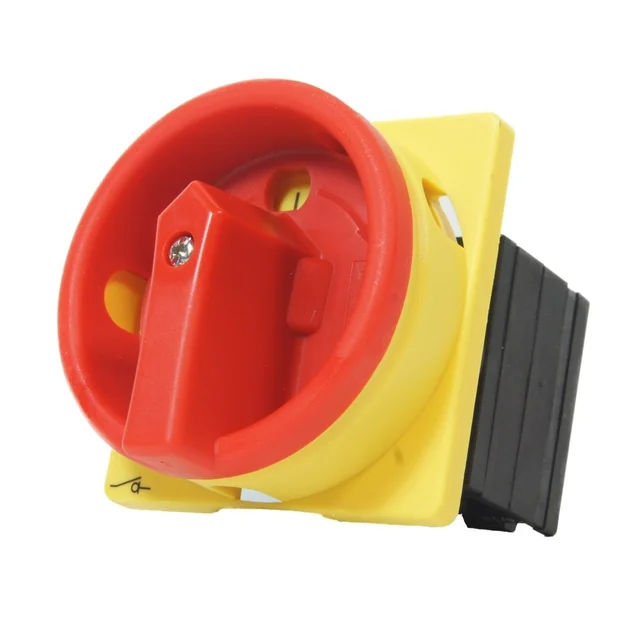 Main switch 40A 3 emergency poles 13kW recessed with frontal yellow plate 66x66mm