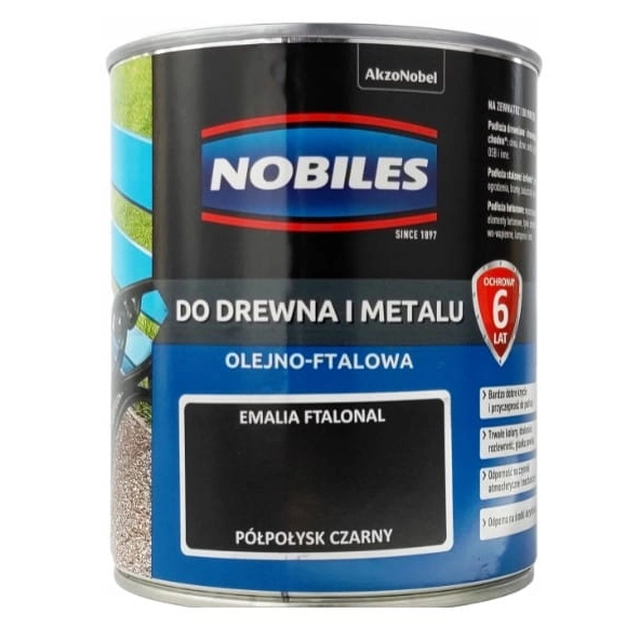 Alkyd paint for wood, metal and concrete Nobiles Ftalonal black semi-gloss 0,7 l