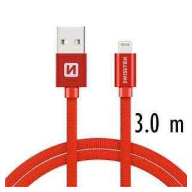 Swissten Data cable USB / lightning TEXTILE 3m red SW-71527601