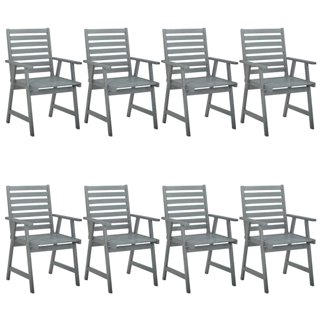 Garden chairs, 8 pcs, gray, solid acacia wood