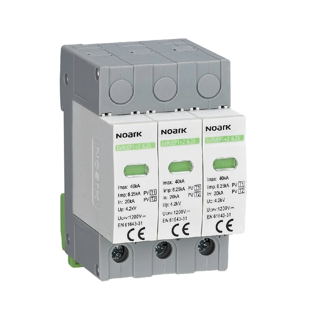 NOARK 111761 SPD surge arrester Ex9UEP, type 1+2, 1200 VDC,3 modules wide, for ungrounded PV systems