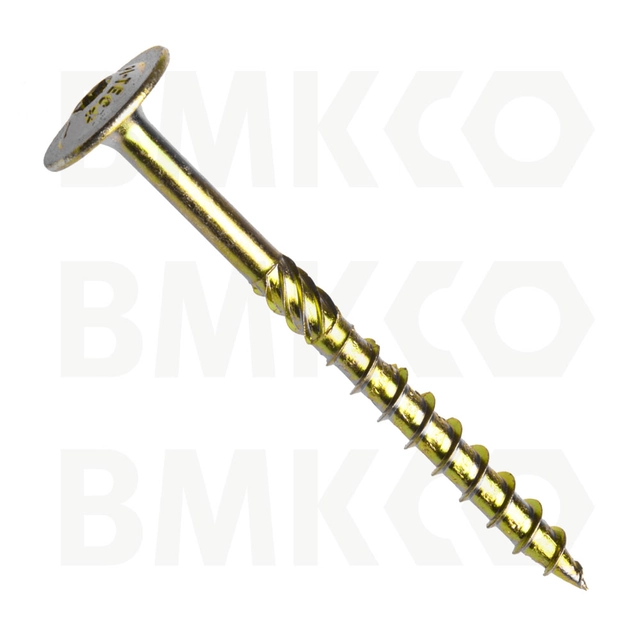 Construction screw, countersunk head, torx 30, milling segment, tip with notch, partial thread, steel, white zinc, 6x260 mm