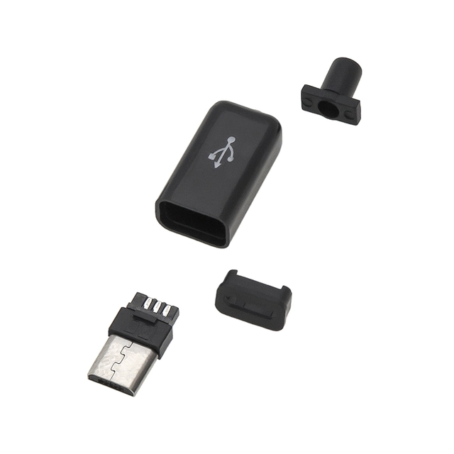 Micro USB type B plug mounted on cable 1 each