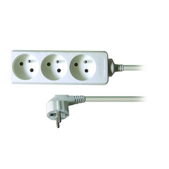 Solight extension lead,3 sockets, white,1,5m