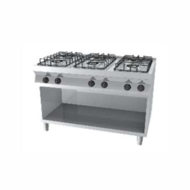 Gas cooker with 6 burners 28.5 kW and Fast 700 line support