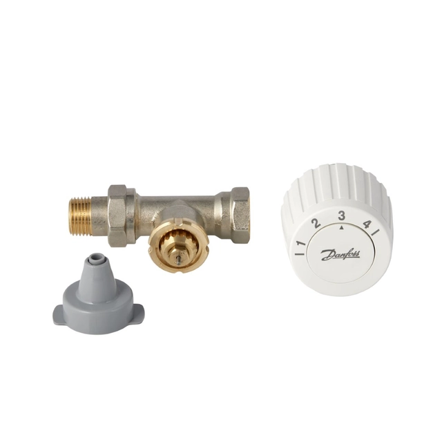 Set: RTL node Danfoss FJVR + thermostatic head FJVR, 10-50°C, KVS 0.73, DN15, straight