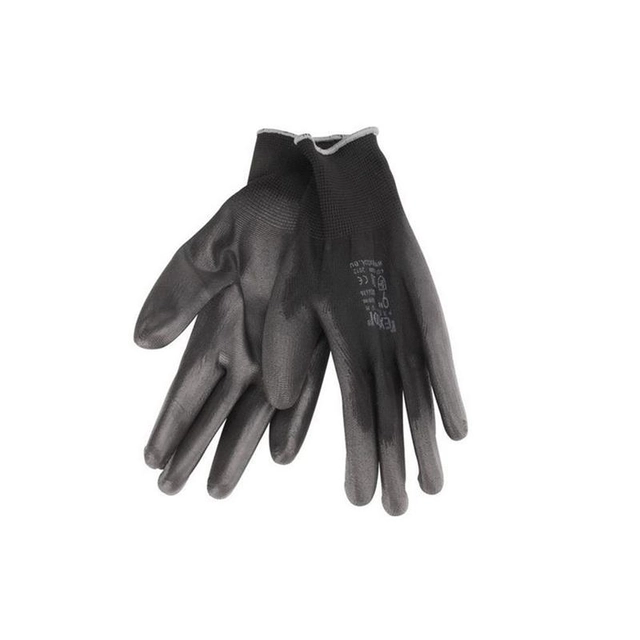 10 "black polyester gloves dipped in PU, EXTOL PREMIUM