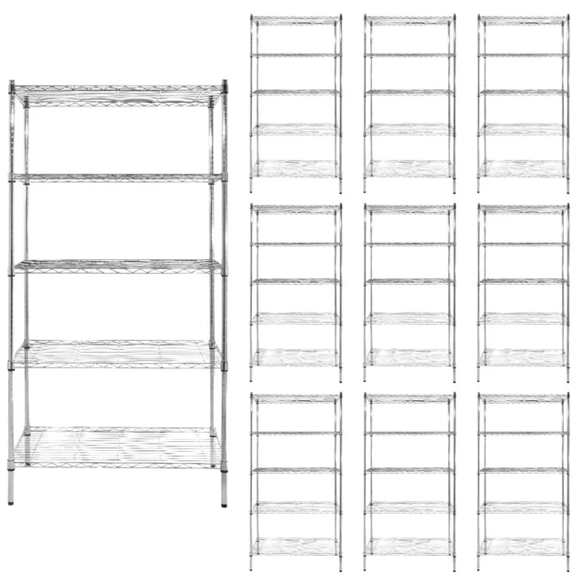 10x Professional Metal Universal Warehouse Shelf 5-Półkowy