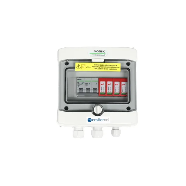 PV switchboard connectionAC hermetic IP65 EMITER with AC Dehn surge arrester type 2, 16A 3-F