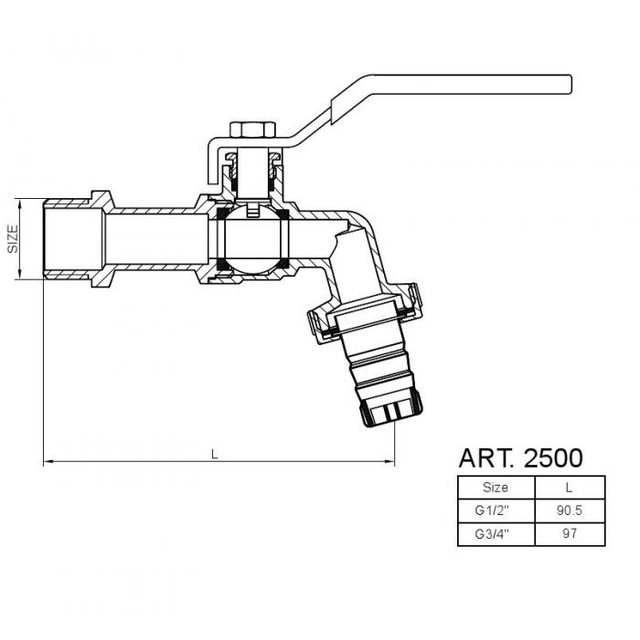 1/2 "x 3/4" draw ball valve