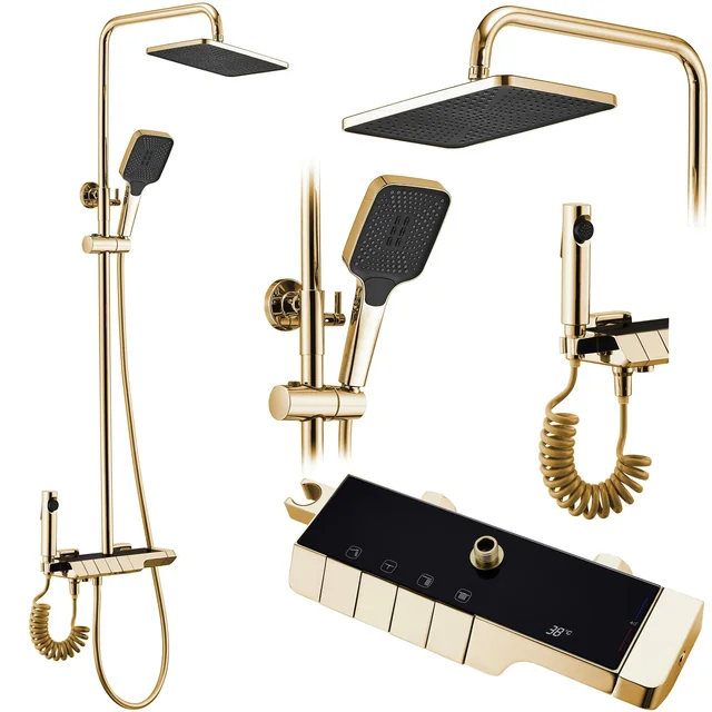 REA ROB Shower Set with Thermostat Gold