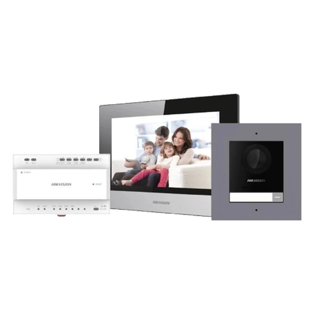 KIT video intercom 2 wires for 1 family, 7 inch monitor, Alarm - Hikvision - DS-KIS702Y
