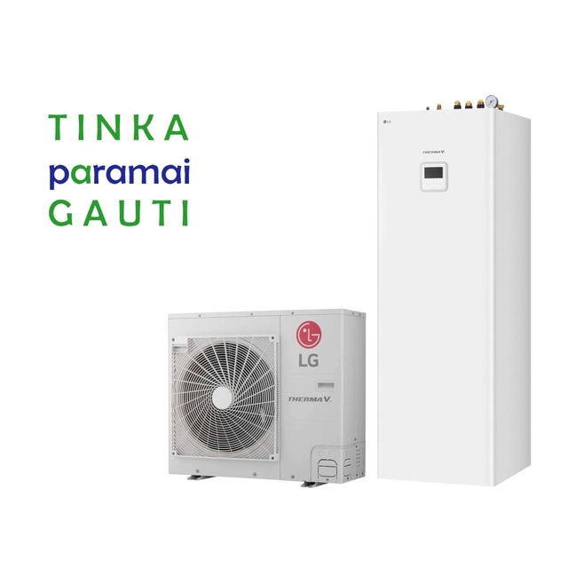 Heat pump Air-Water LG Therma V, Split IWT, 9 kW Ø1 with integrated 200 l water heater