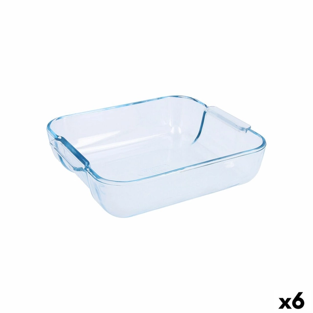 Pyrex Classic Kitchen Platter Square Transparent Glass 25 x 22 x 6 cm (6 Pieces)