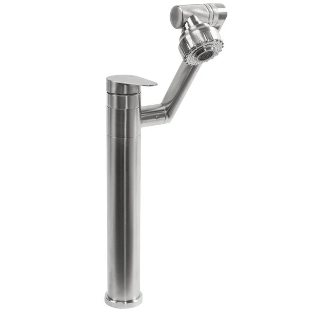 REA PACO Washbasin Faucet High Brushed Nickel INOX