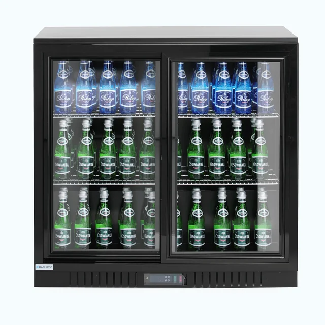 198 l refrigerador de barra inferior de duas portas Barmatic Candour, preto, Barmatic