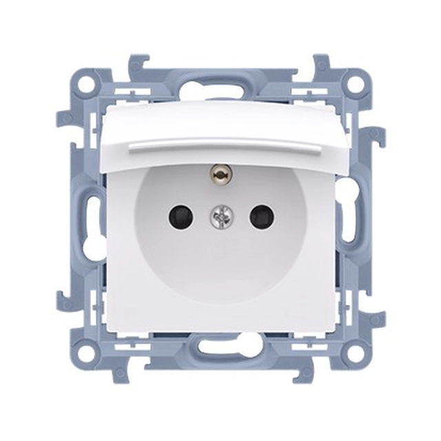 Single plug socket for the version IP44 - with a seal - flap in the color of the cover - white 16A