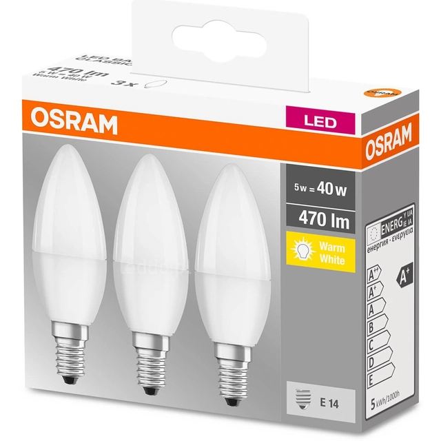weerstand Bewusteloos parfum 3PAK LED bulb LED E14 B35 5W = 40W 470lm 2700K Warm white 300 ° OSRAM  OSRLEDW1020 - merXu