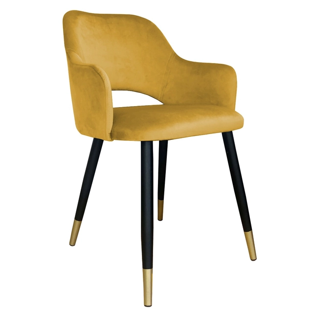 NAPO VELVET GOLD yellow modern chair on metal legs ☞ BUY NOW - GET A DISCOUNT