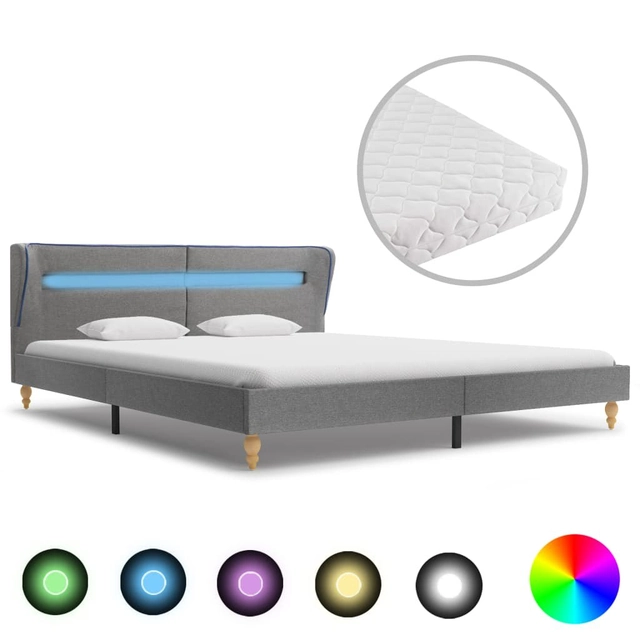 Led Bed With Mattress Light Gray, Bed Frame 200 X 160