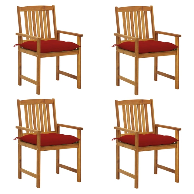 Director's chairs with cushions, 4 pcs, solid acacia wood